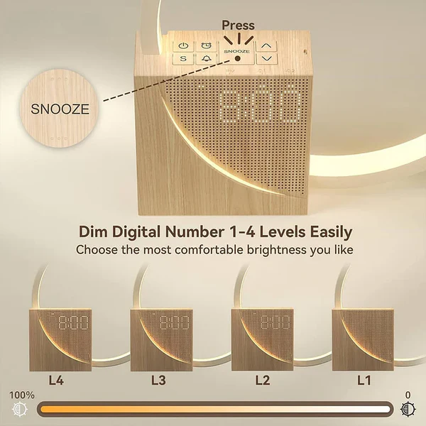 Touch-sensitive bedside alarm clock with integrated light function