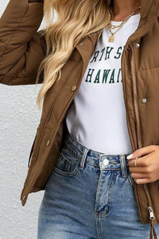 Short Puffer Coat with Stylish Stand Collar