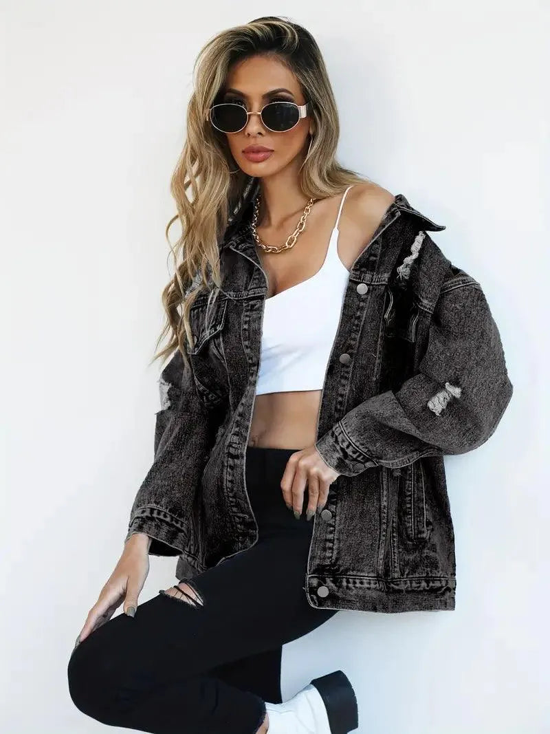 Stylish oversized denim jacket for women for a fashionable look