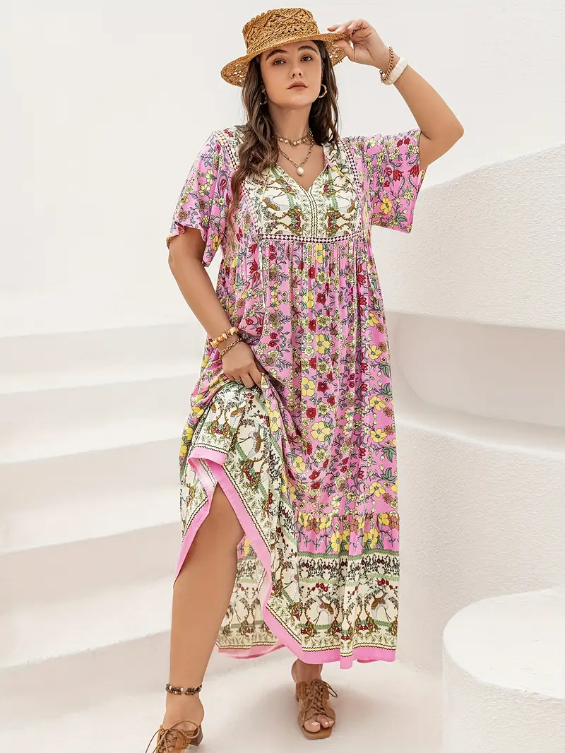 Boho Floral Maxi Dress for Curves – Plus Size