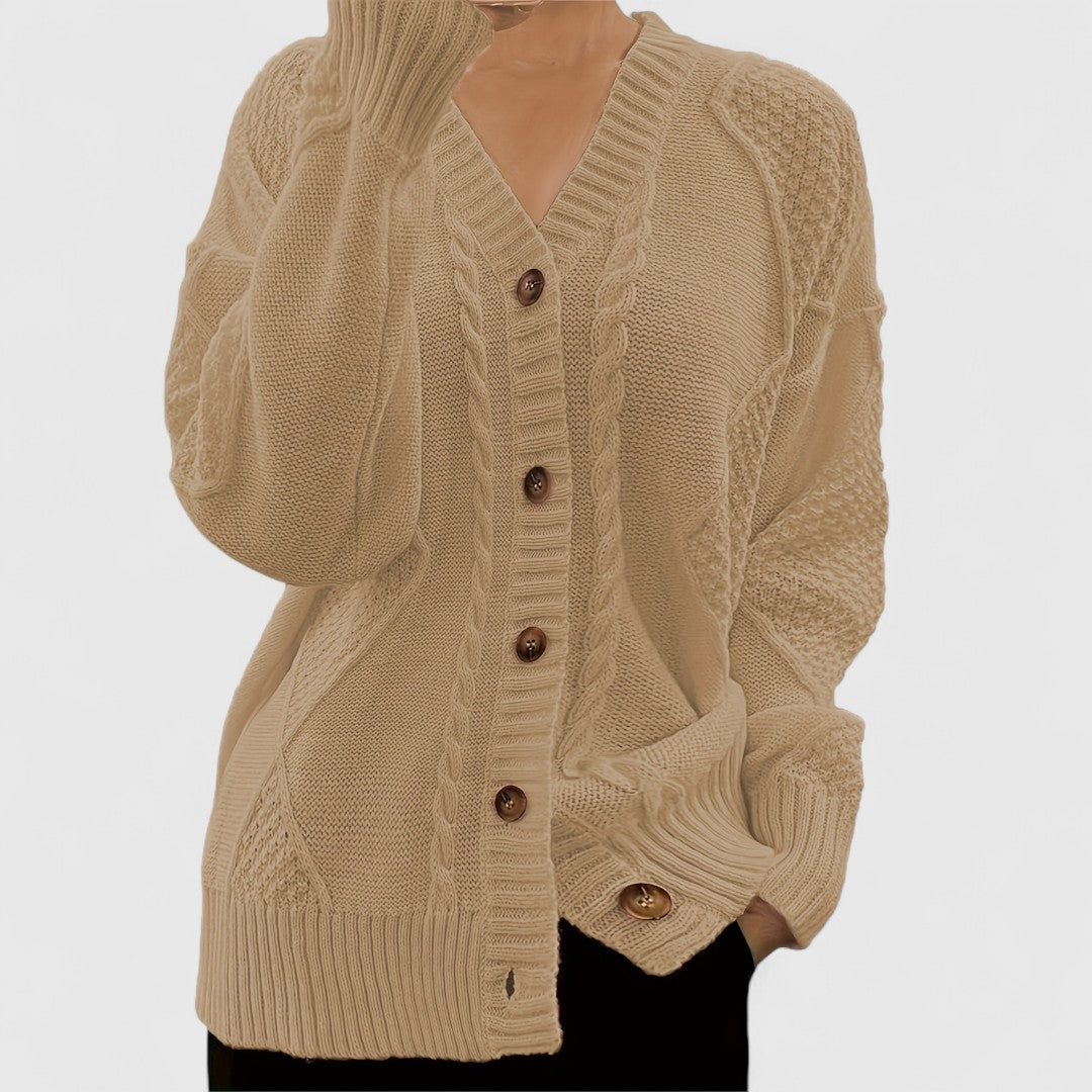 Frida - Sophisticated V-Neck Cardigan for a Chic and Elegant Look