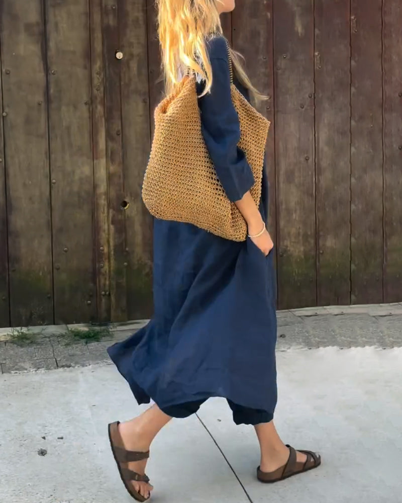 Florence Women's Casual Long Tunic and Pants Set for a Relaxed Style