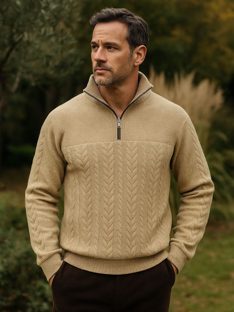 Dirk - Elegant Classic Quarter-Zip Pullover with Stylish Stand Collar