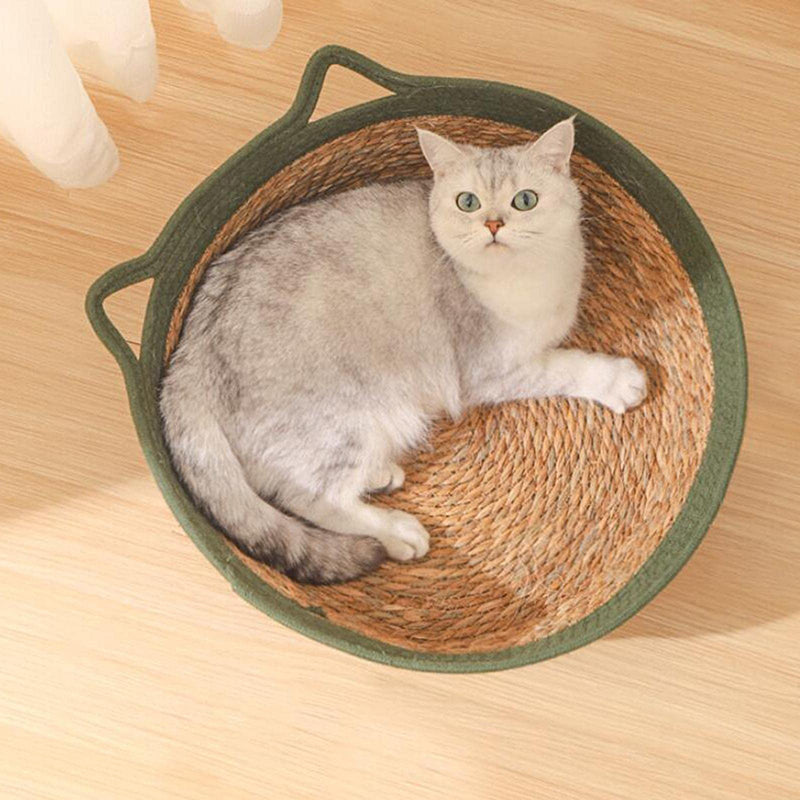 Handwoven Round Cat Bed for Comfort and Style