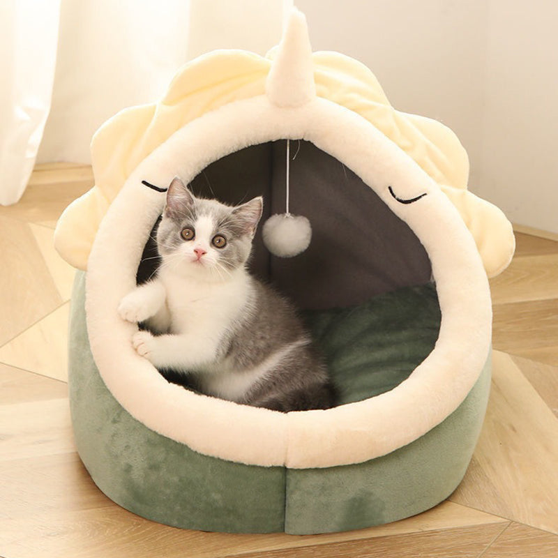 Super Soft Gray Plush Cat Bed