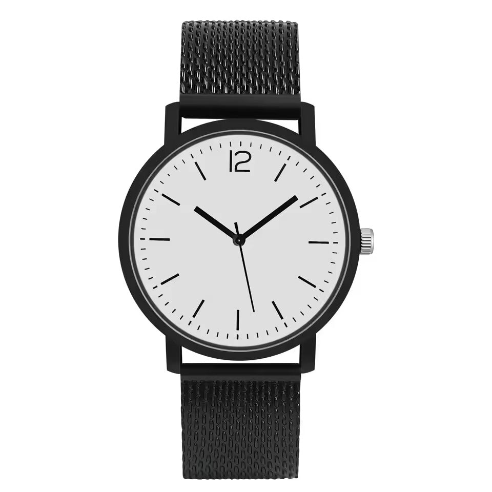 Sleek Black-Toned Quartz Watch Perfect for Couples