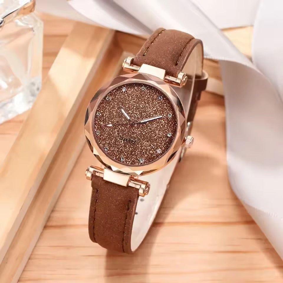 Elegant modern watch adorned with sparkling imitation diamonds