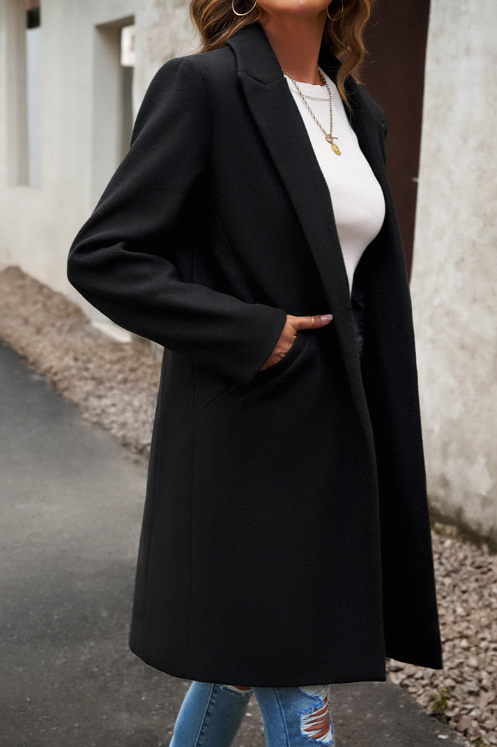 Oversized Solid Color Wool Blend Coat