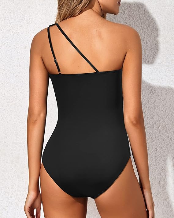One Shoulder Swimsuit | Pleated Asymmetrical One Piece