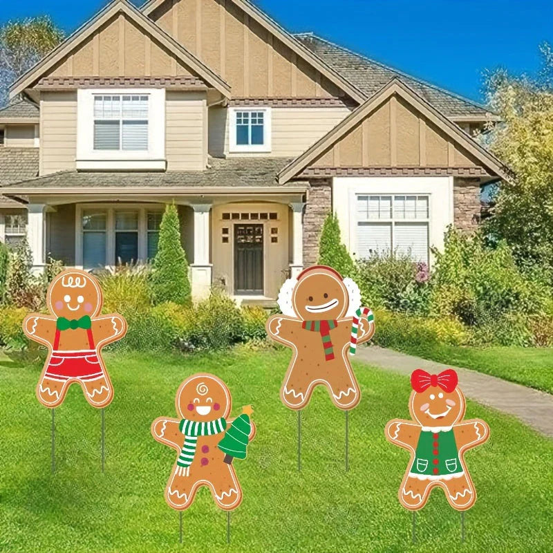 BakeGlow - Golden Santa Lawn Decorations for a Festive Holiday Atmosphere