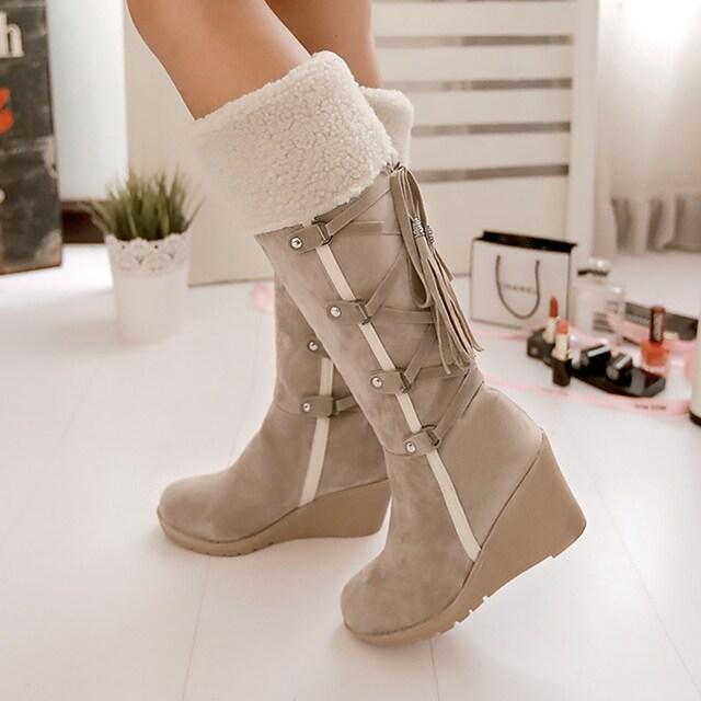 Chic Women's Knee-High Snow Boots with Lace-Up Detail