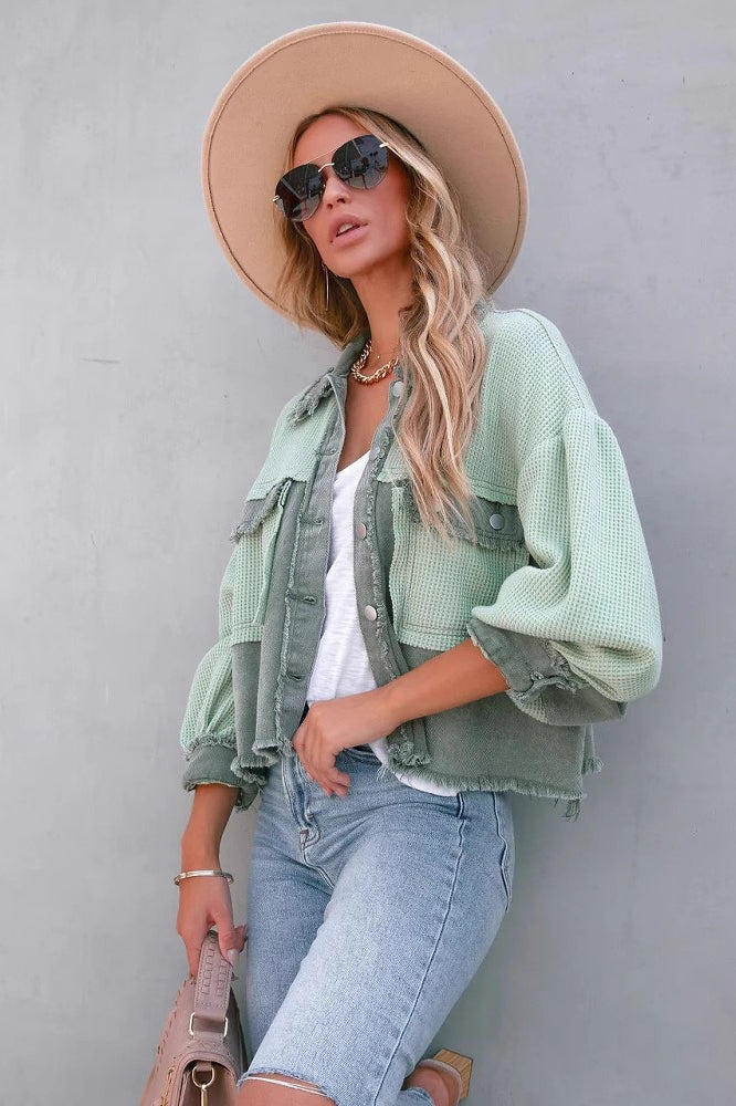 Long-sleeve honeycomb velvet coat for a stylish and warm look