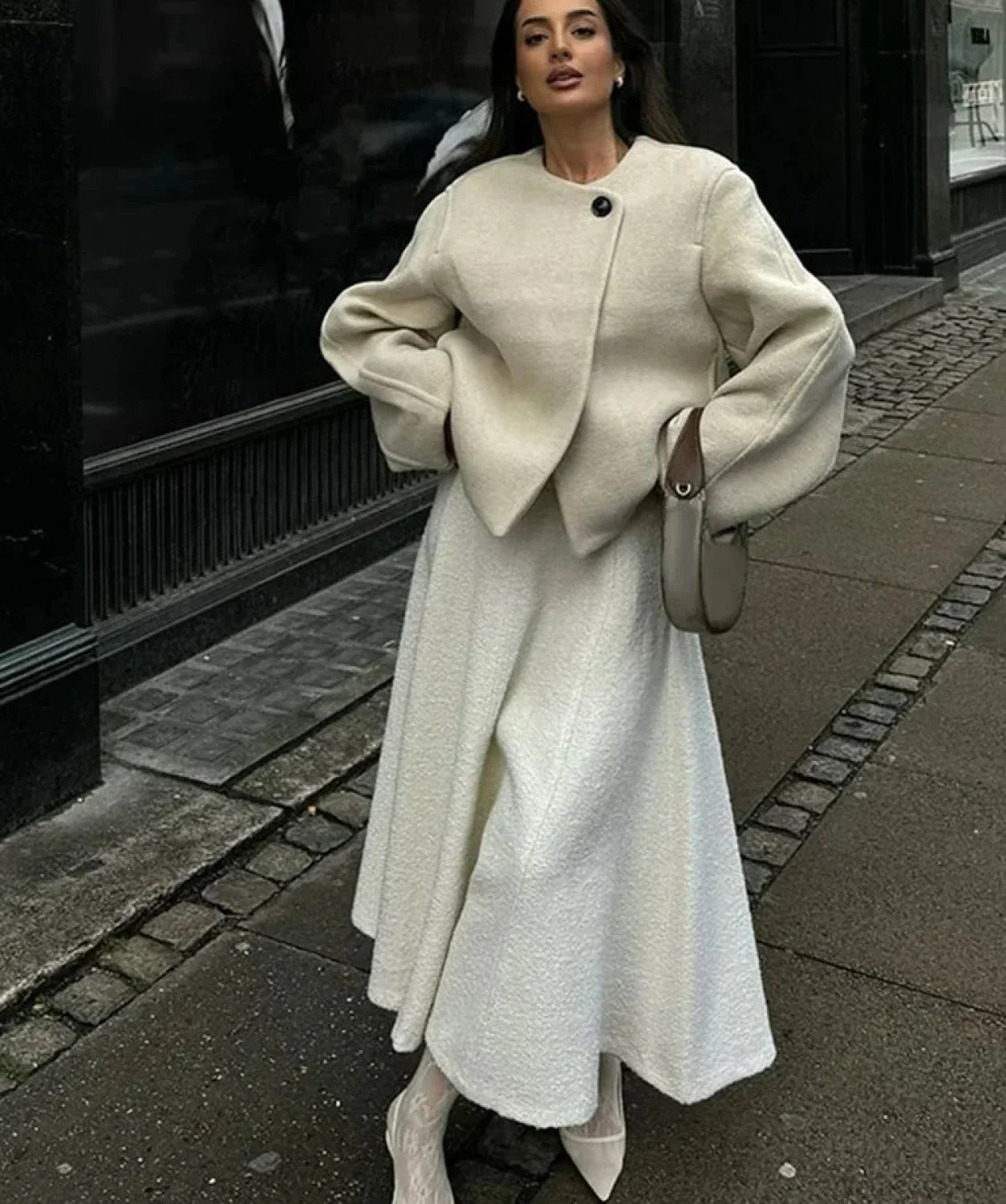 Elegant Single-Breasted Wool Oversized Coat for Women
