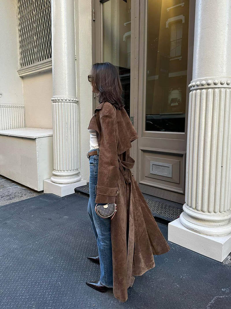Matilde | Emilia Elegant Suede Trench Coat for a Sophisticated Style
