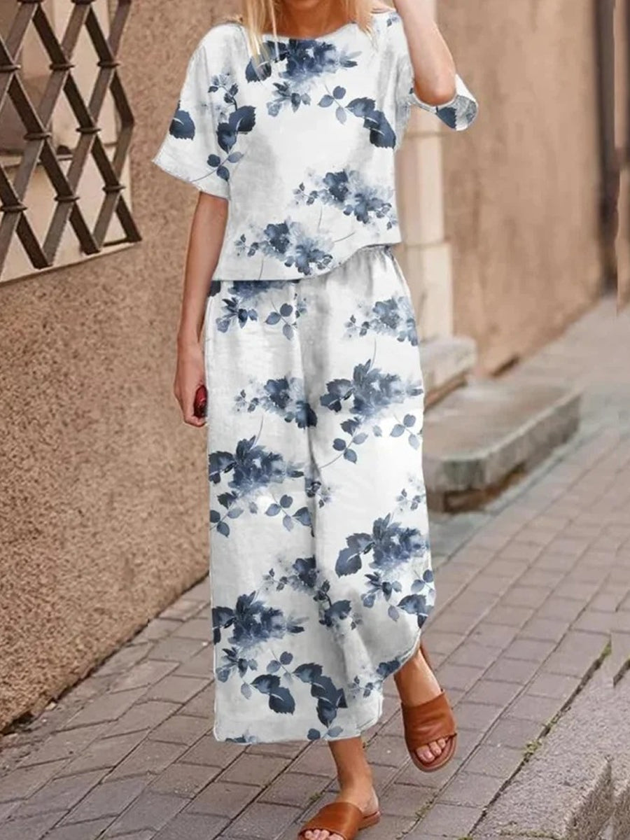 Loose Women Two-Piece Set Printed for a Casual and Elegant Style