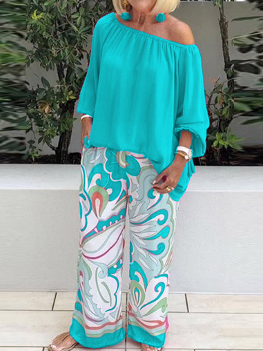 Stylish Casual Set with Print, Comfortable Two-Piece