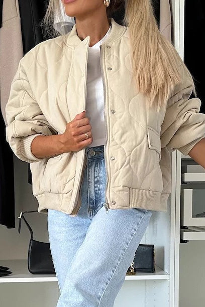 Casual Solid Color Button-Front Padded Coat for Cozy Comfort