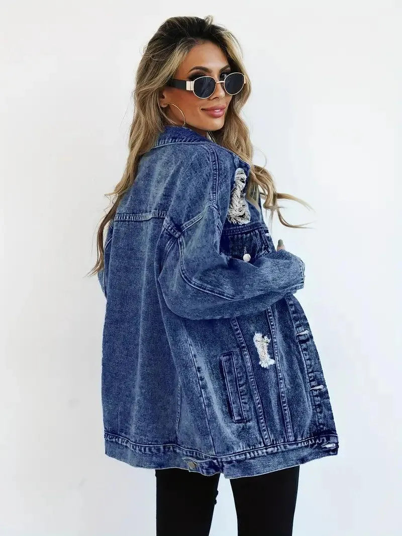 Stylish oversized denim jacket for women for a fashionable look