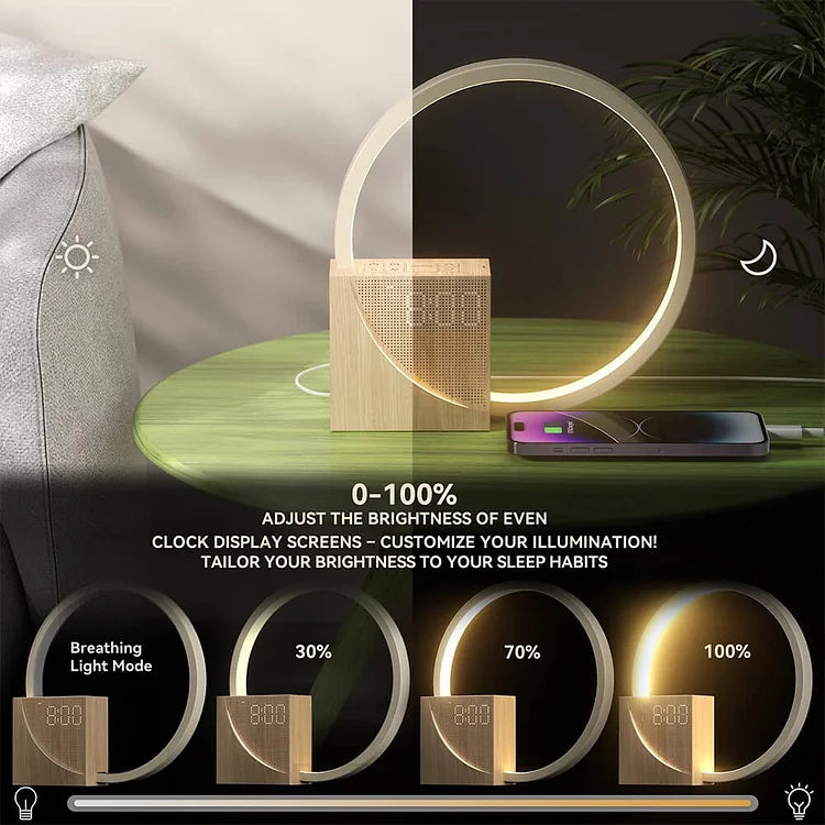 Touch-sensitive bedside alarm clock with integrated light function