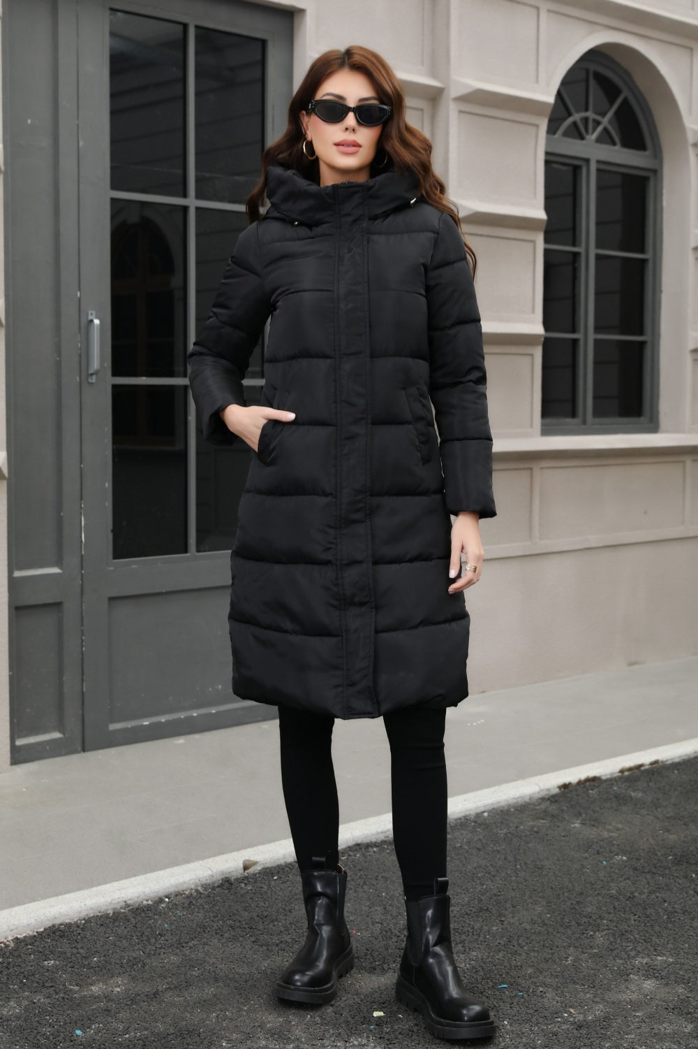 Long Boufre Coat with Hood in Seductive Style and Wide Sizes