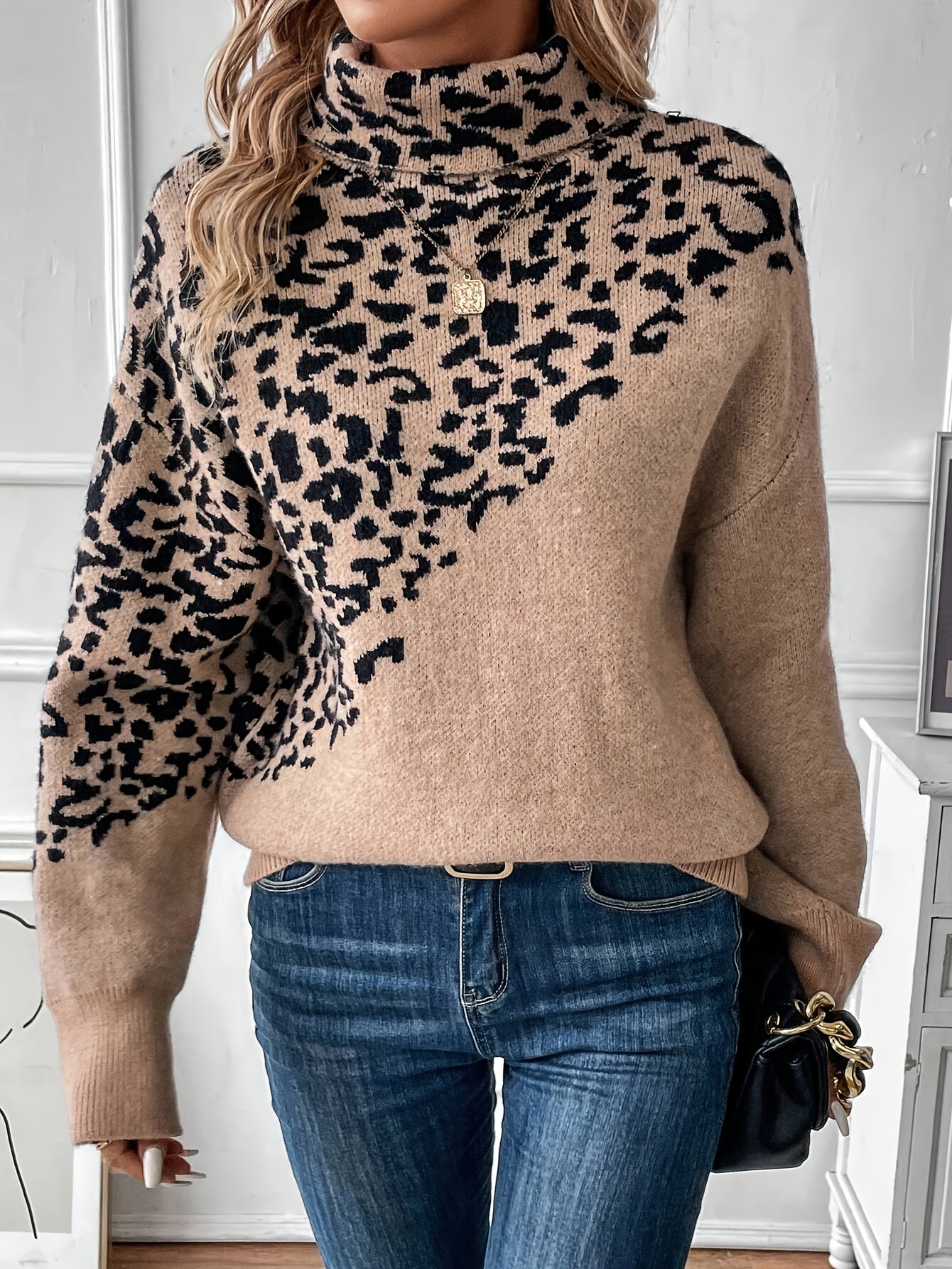 Leopard Print Knit Sweater