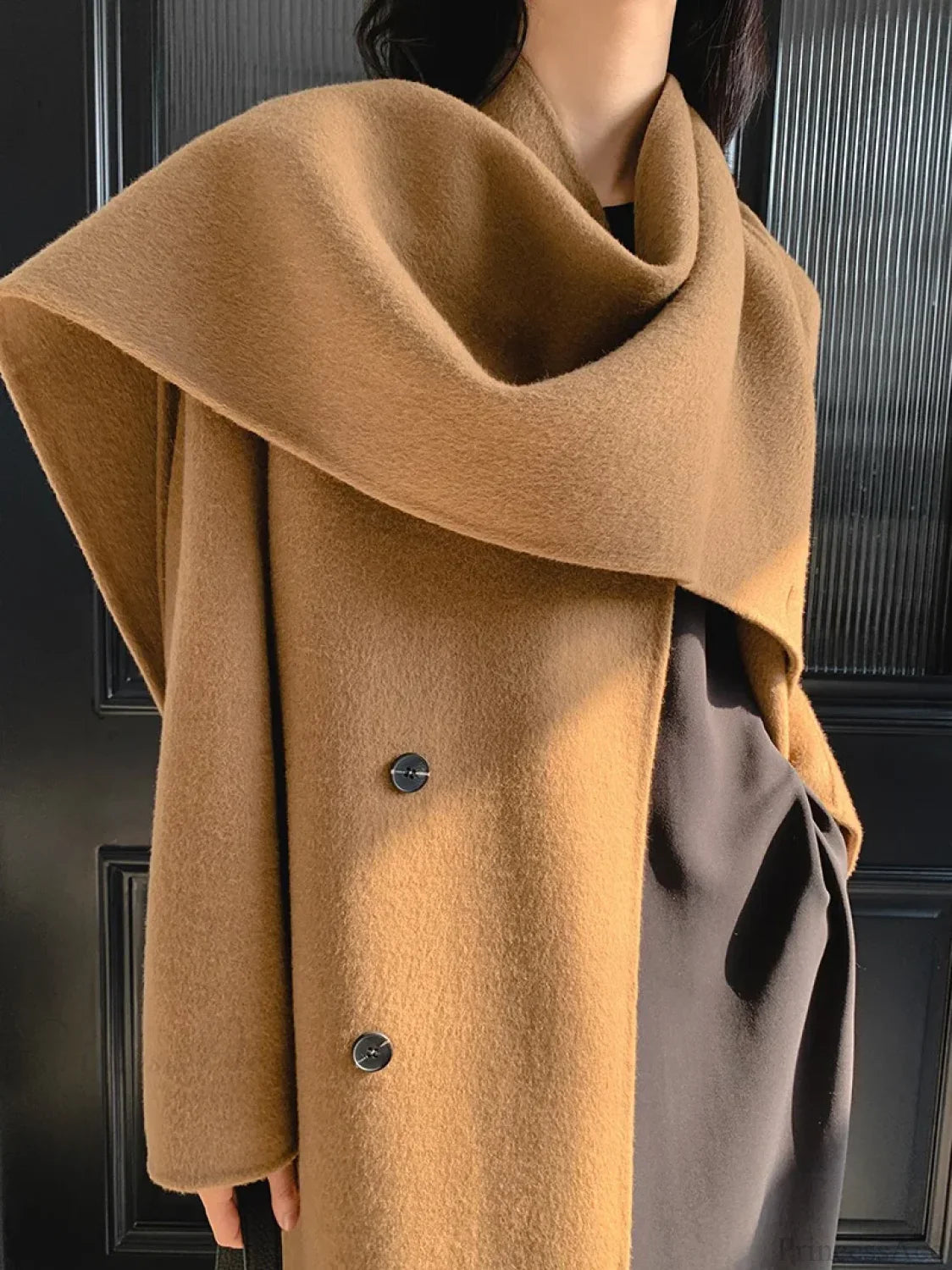 Luxury Heated Handmade Cashmere Wool Tie Long Coat