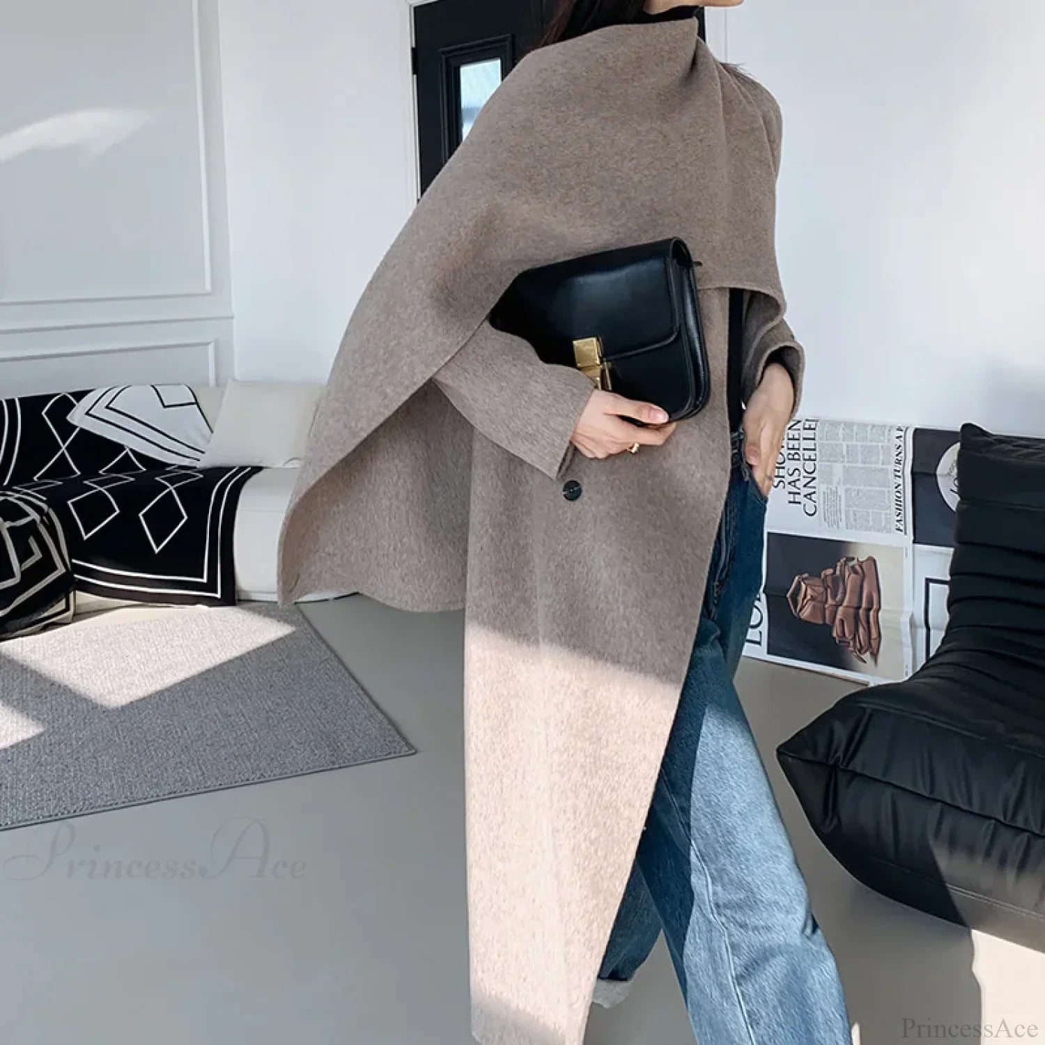 Luxury Heated Handmade Cashmere Wool Tie Long Coat