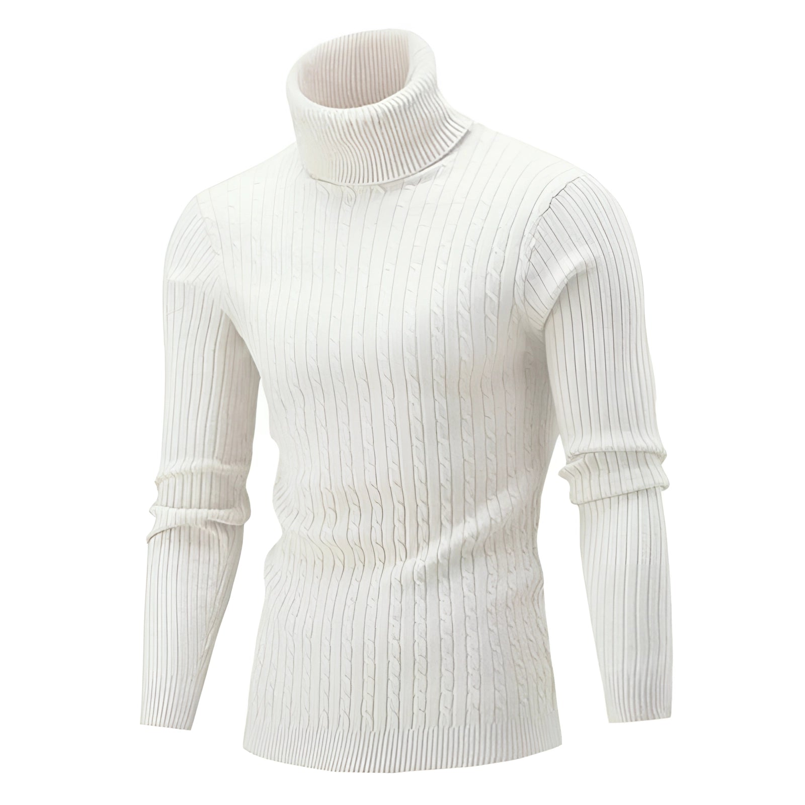 Henrik - Elegant cable-knit turtleneck sweater made of high-quality wool