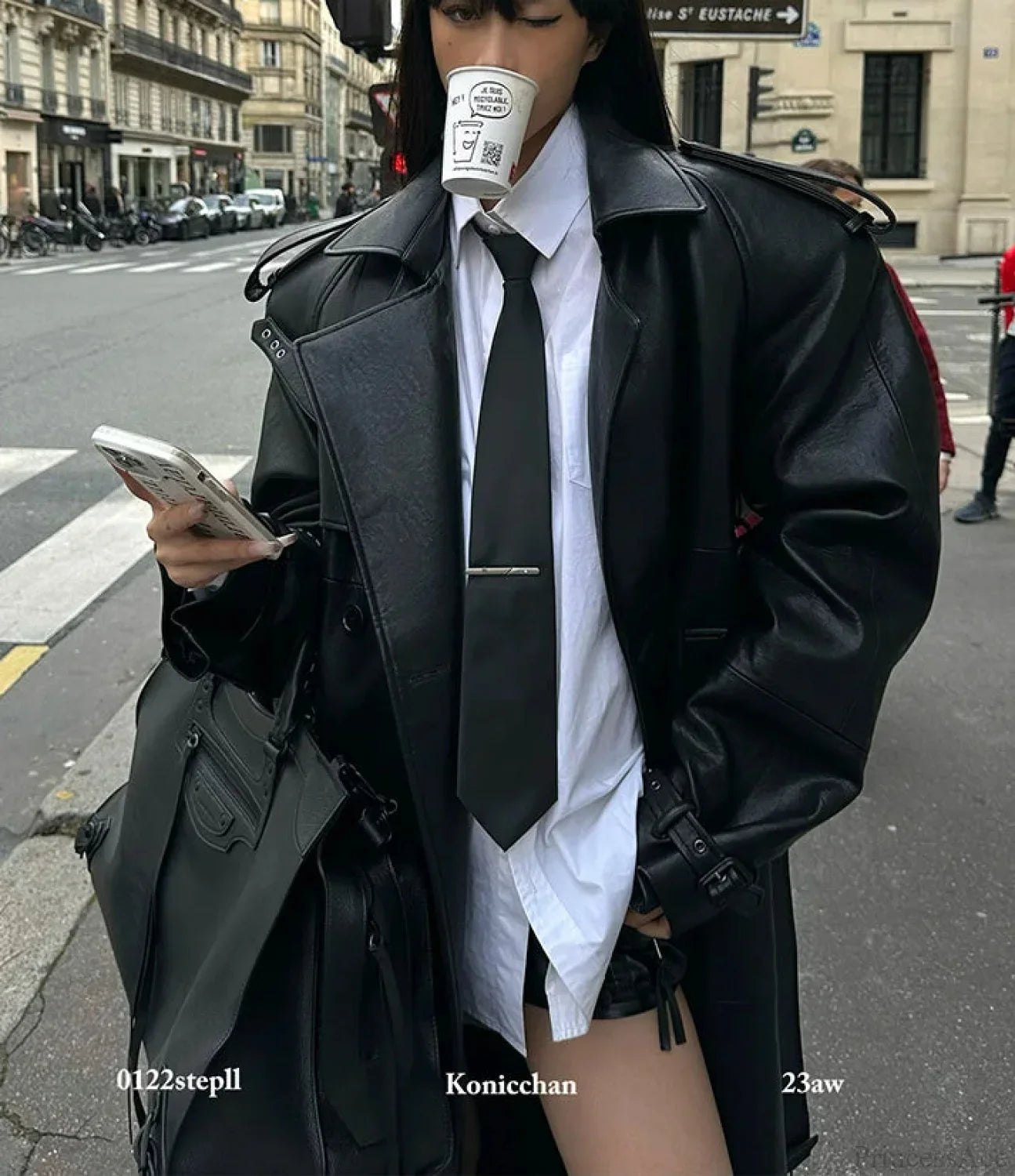 Elegant High-Slit Black Coat for a Stylish Look