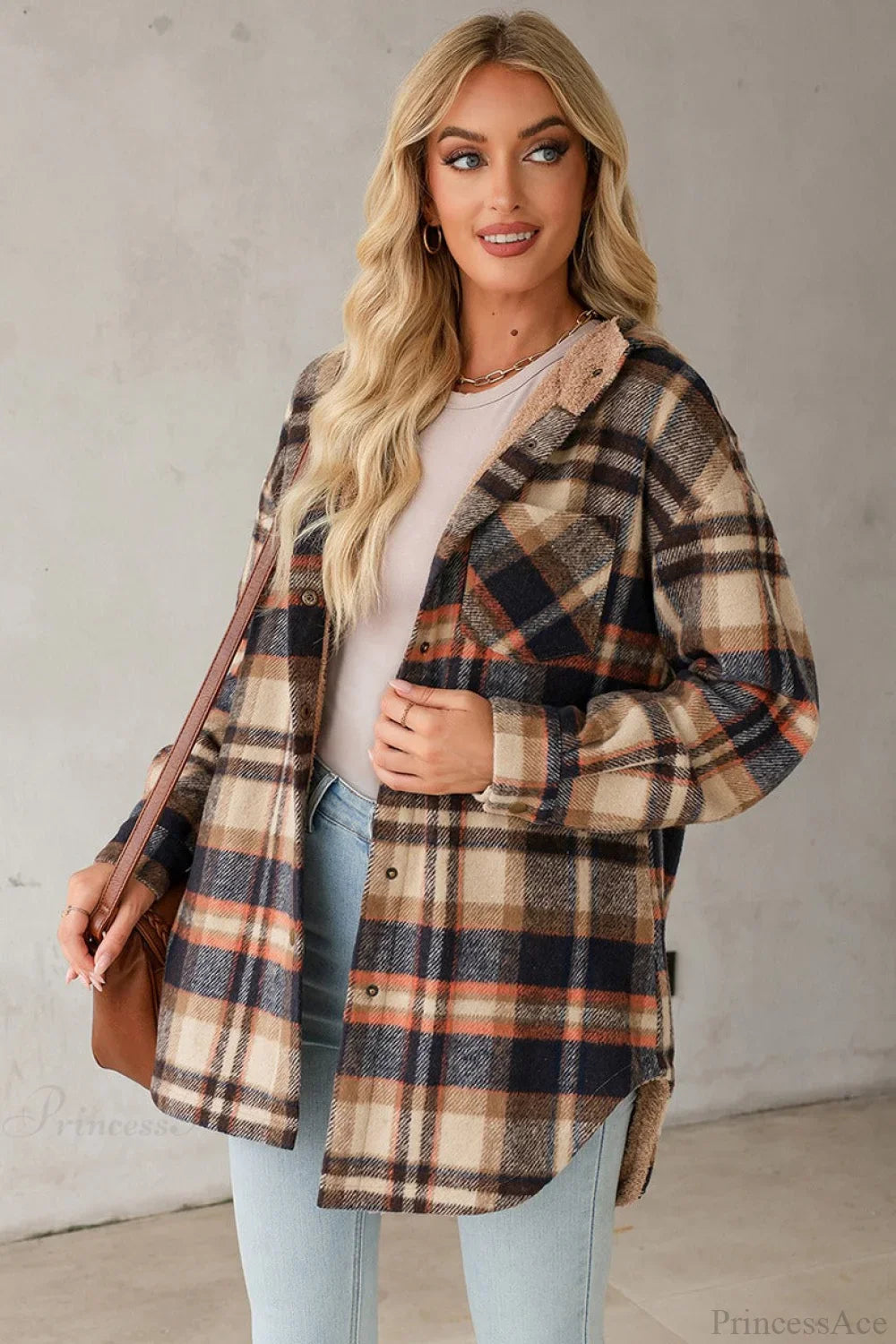 Casual Plaid Print Hooded Fleece-Lined Long Sleeve Coat for Cozy Winter Style