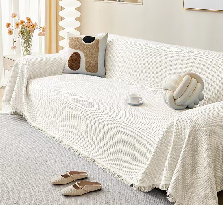 Elegant Breathable Cotton Sofa Cover - Durable and Trendy Furniture Protector