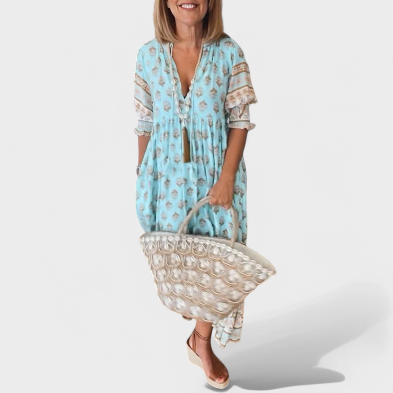 Marlena Dress: V-Neckline with Flattering A-Line Silhouette