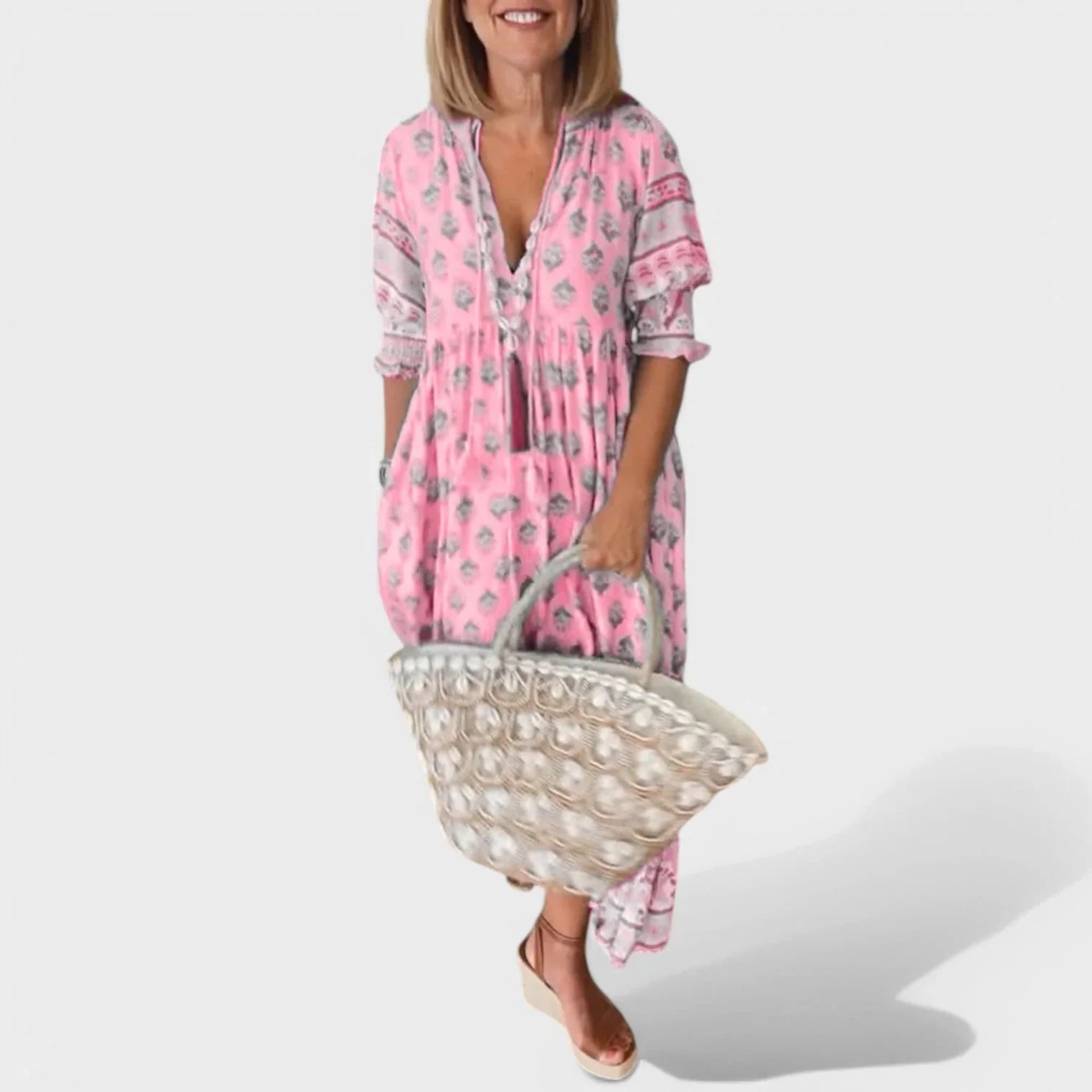 Marlena Dress: V-Neckline with Flattering A-Line Silhouette