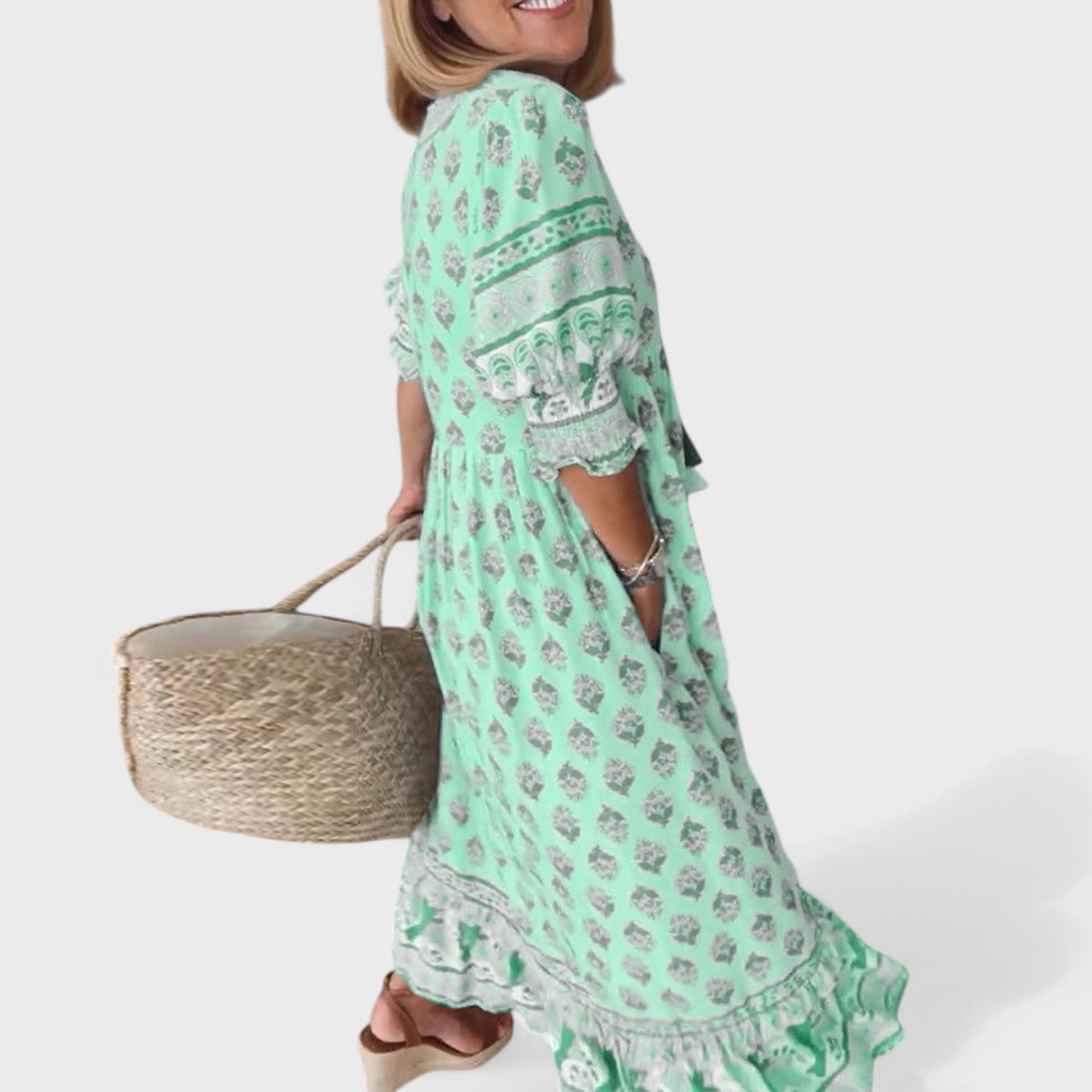 Marlena Dress: V-Neckline with Flattering A-Line Silhouette