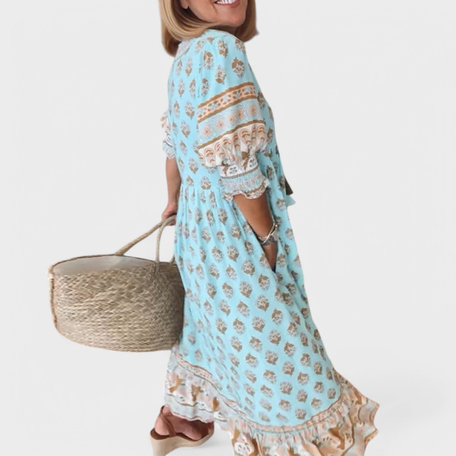 Marlena Dress: V-Neckline with Flattering A-Line Silhouette