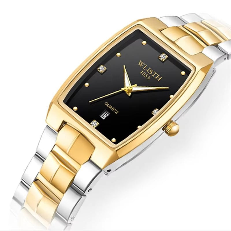 Sophisticated Couple's Watch with Elegant Square Design