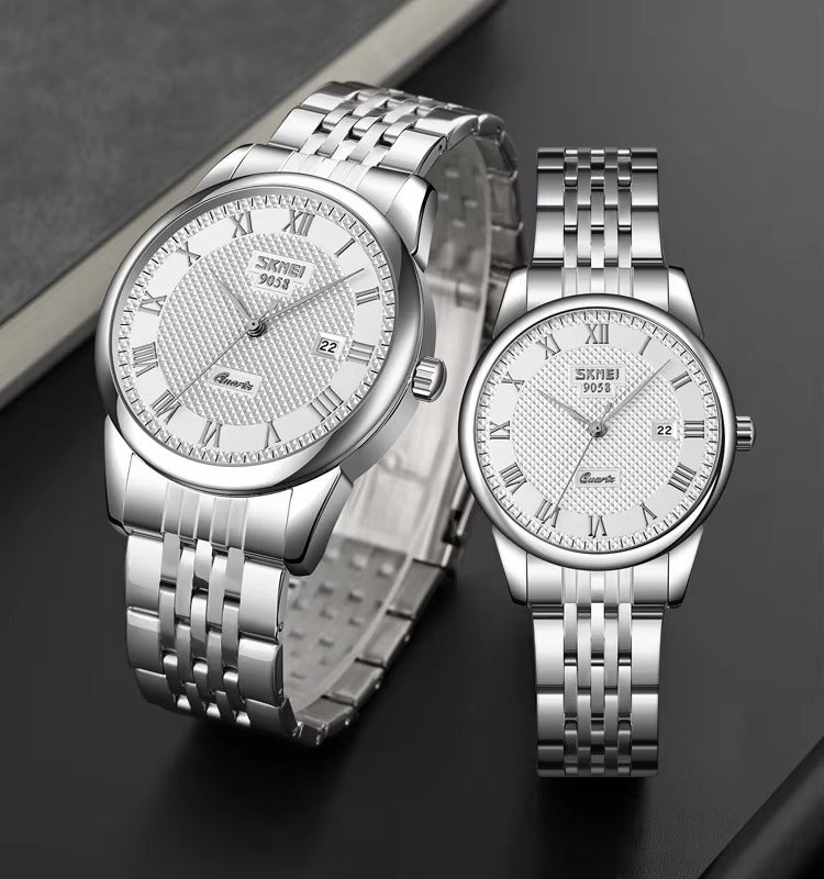 Couple's Watch Set Made of Elegant Leather – Stylish Connection in Timeless Beauty