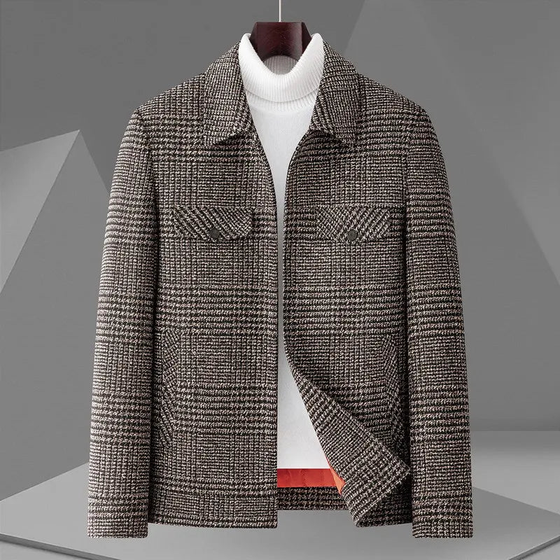 Joachim – Modern men's short coat in an elegant plaid design