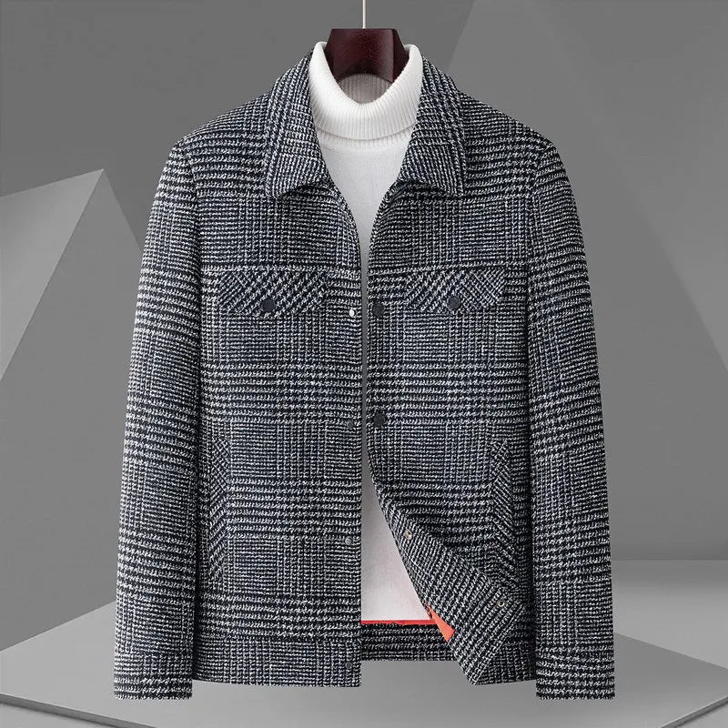 Joachim – Modern men's short coat in an elegant plaid design