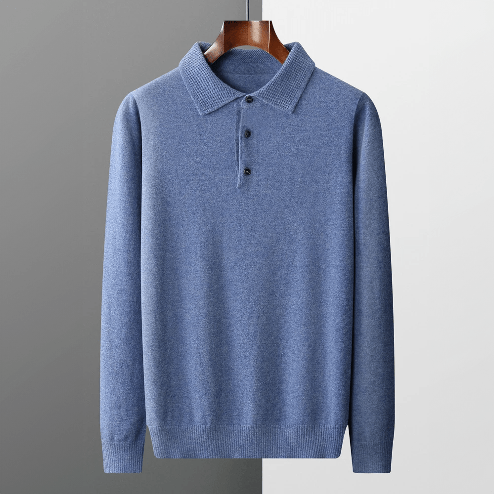 Jonas - Elegant classic wool polo shirt with polo collar