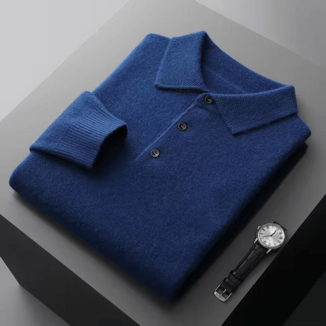 Jonas - Elegant classic wool polo shirt with polo collar
