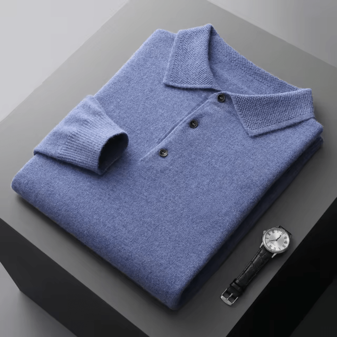 Jonas - Elegant classic wool polo shirt with polo collar