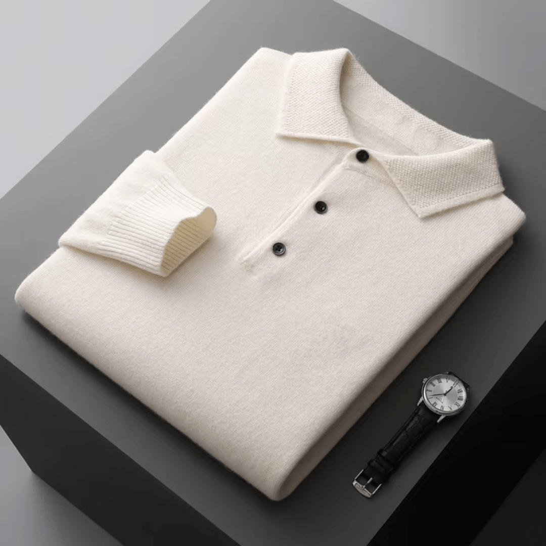 Jonas - Elegant classic wool polo shirt with polo collar