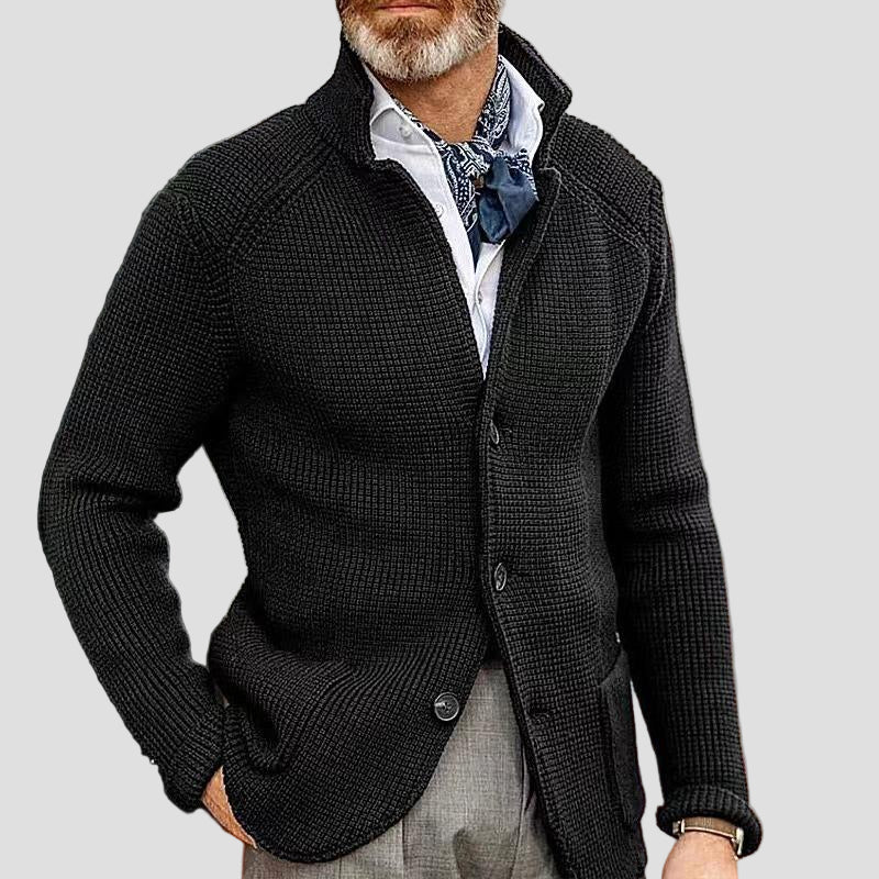 Austin Patch-Pocket Knit Blazer Cardigan — Sleek, Versatile Knit Layer