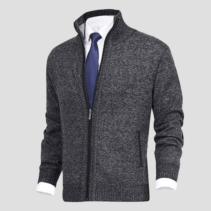 Owen | Solid Knit Cardigan with Stand Collar