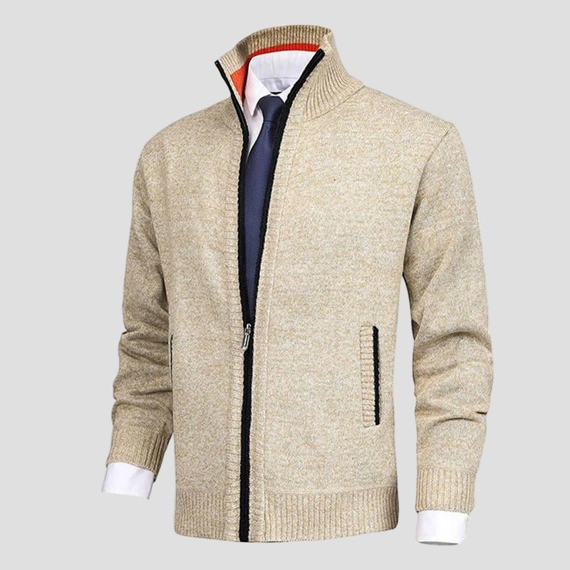 Owen | Solid Knit Cardigan with Stand Collar