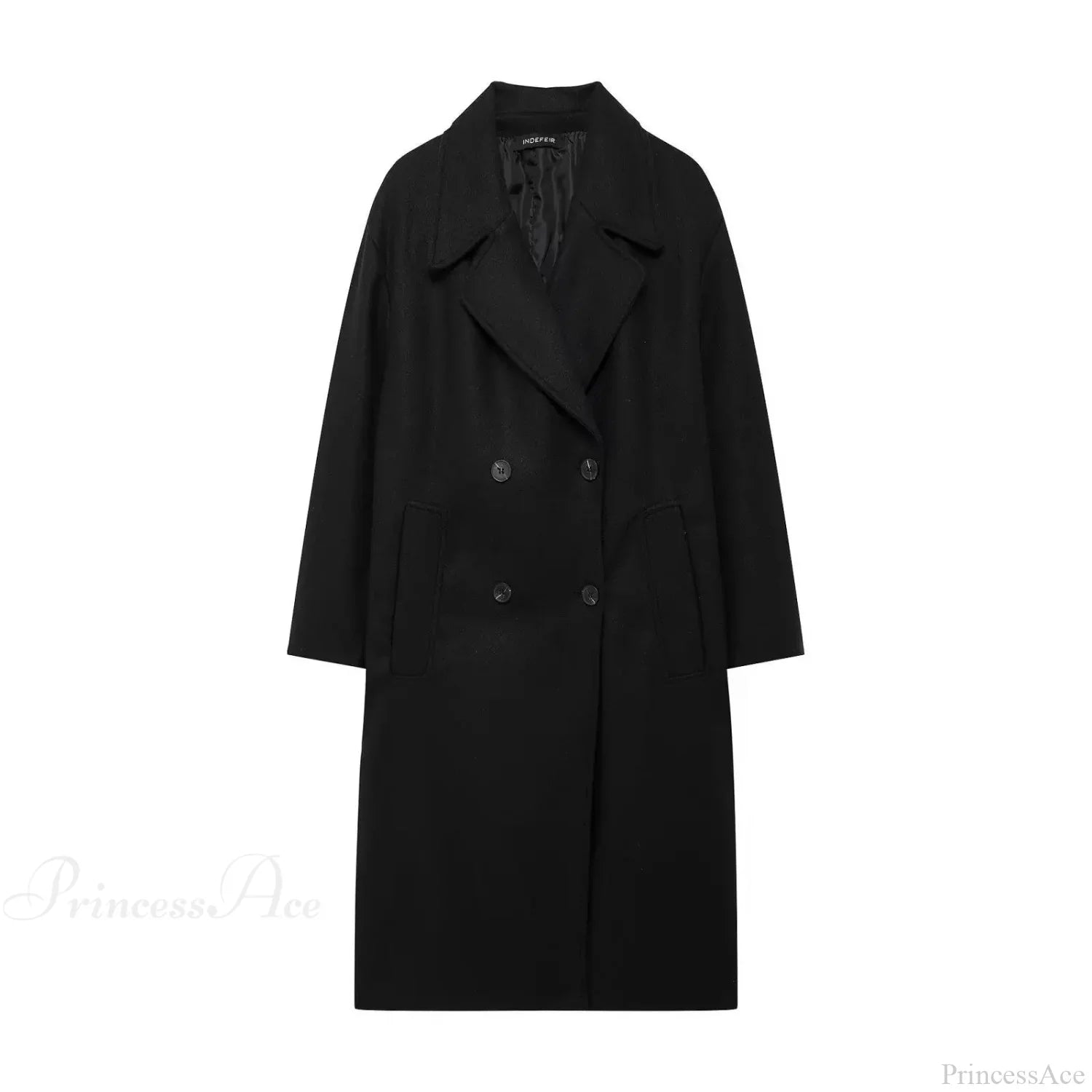 Large Coat with Tie-up Mao Collar and Wide Lapels