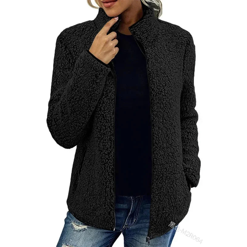 Lea – Cozy fleece jacket with stand-up collar for cozy, cold days