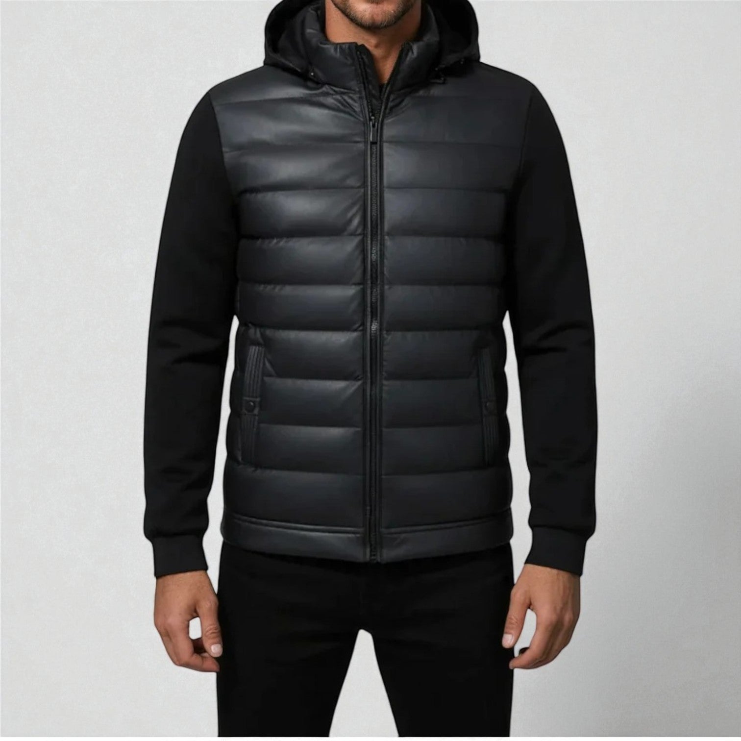 Luca – Stylish hooded jacket with zipper and fashionable quilted front