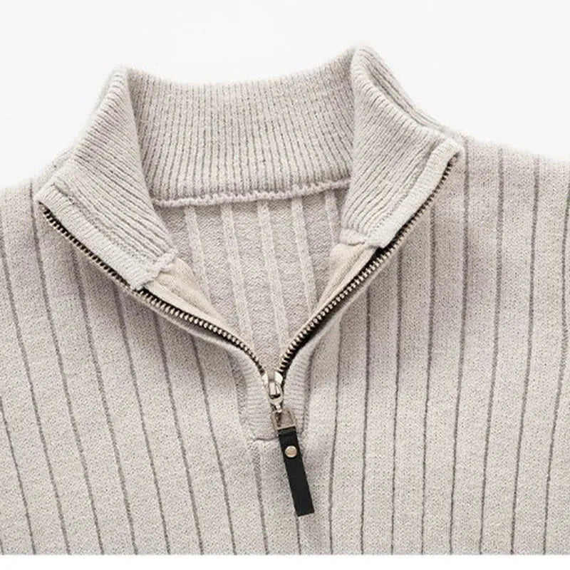 Lukas - Stylish half-zip sweater with an elegant stand-up collar
